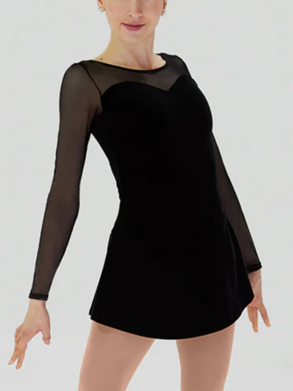 Mondor Chloe Black Velvet Mesh Figure Skating Dress - Girls 12/14